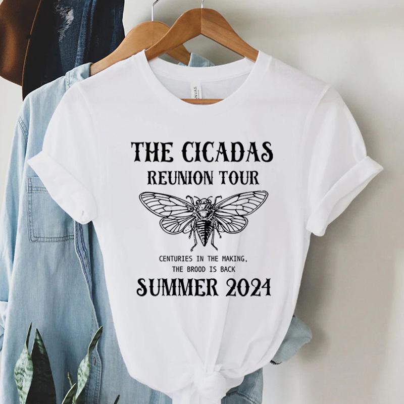 The Cicadas Reunion Tour 2024 T Shirt Women Vintage Funny Graphic Top Short Sleeve Fashion Tshirt Summer Cicadas Female Tshirts S