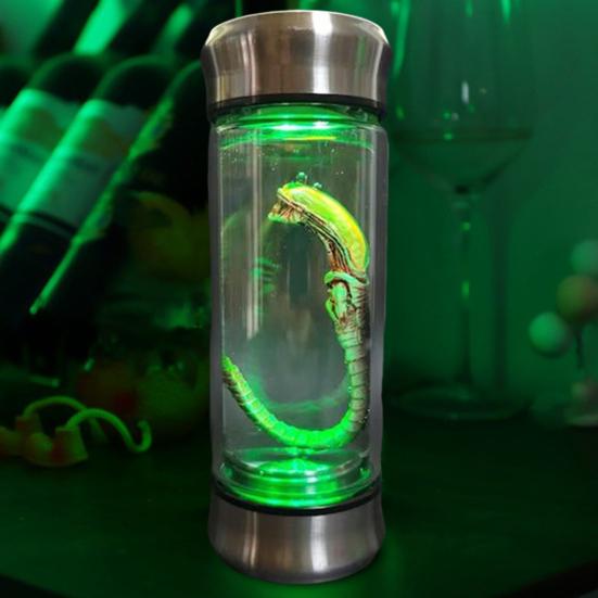 Alien Kreatur Glasbehälter LED Beleuchtet Alien Dekoration Gothic Gruselig Tischdekoration für Halloween Party Sci-Fi Fans Geschenk
