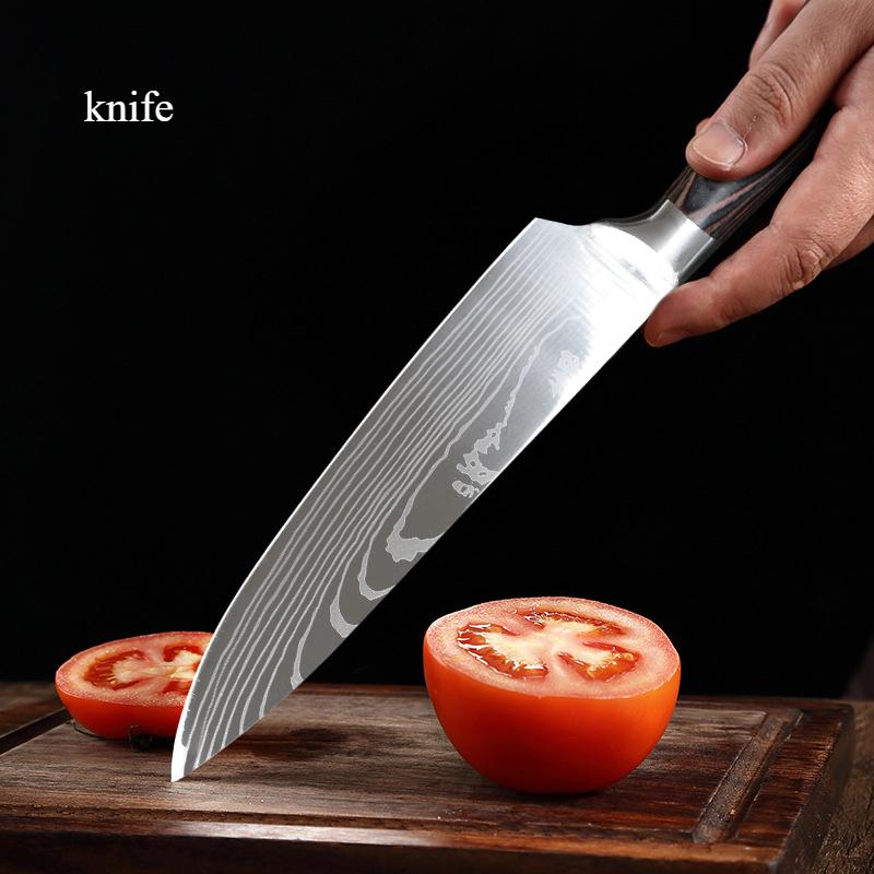 Kitchen Knife Sharp Stainless Steel Chef's Knife Fruit Knife Santoku Knife Small Kitchen Knife Damascus Steel Pattern Knife