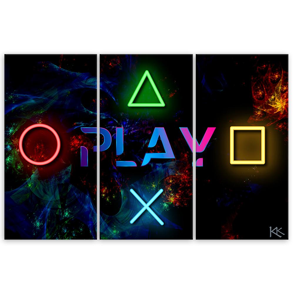 Three Piece Picture Canvas Print Play and Buttons for the Pad