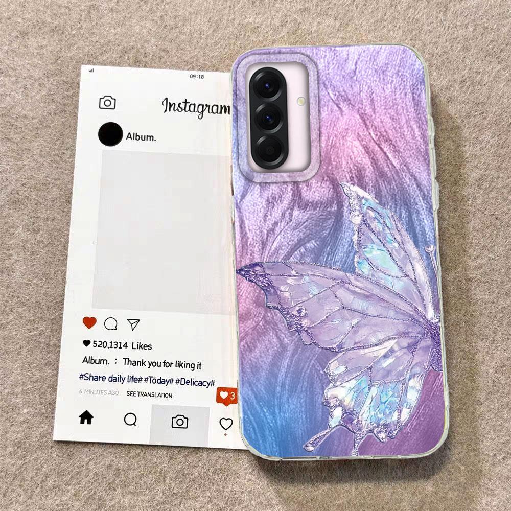 Purple Butterfly Phone Cases For Samsung Galaxy A56 A36 A26 A16 A55 A15 A25 A35 S25 Schmetterlinge Silicone Couple Funda Cover