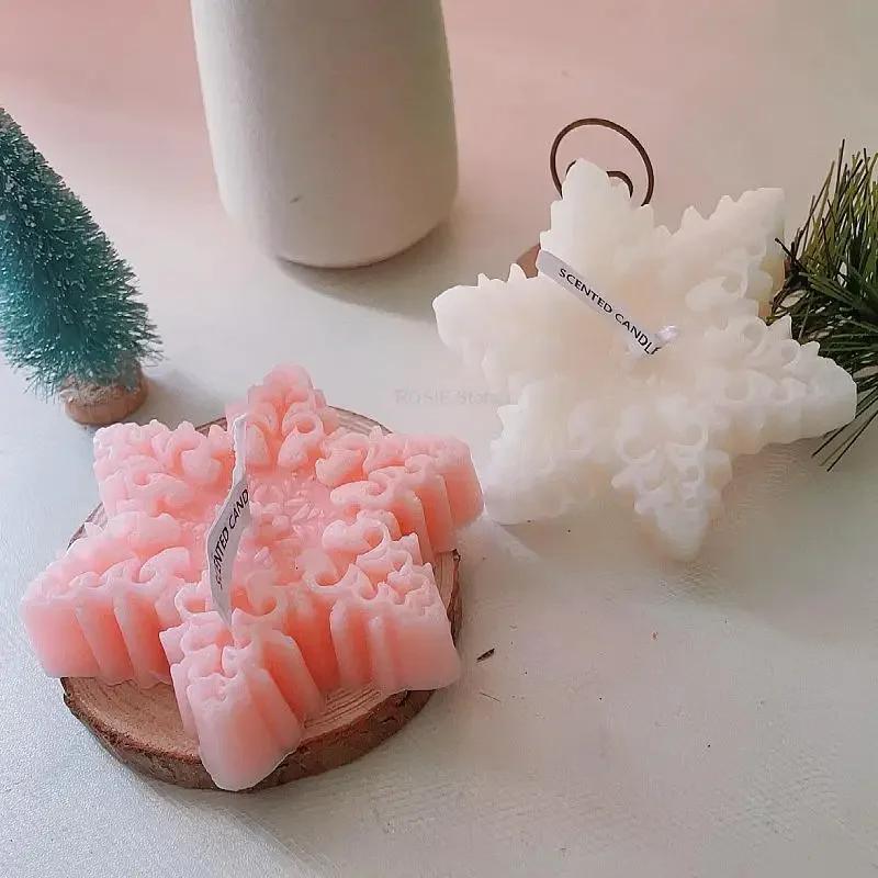 Silikonová forma na svíčku Sněhová vločka Vánoční strom Aromaterapeutická svíčka Ručně vyráběná forma na svíčku Dárek Vánoční dekorace Forma na mýdlo