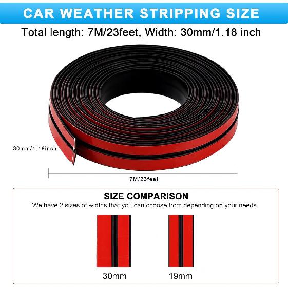DOTAATDW Car Weather Stripping, 30Mm Windshield Rubber Seal For Car Front Rear Windshield Trim, Rubber Adhesive T Shape Sunroof Seal Cover Leak Sound