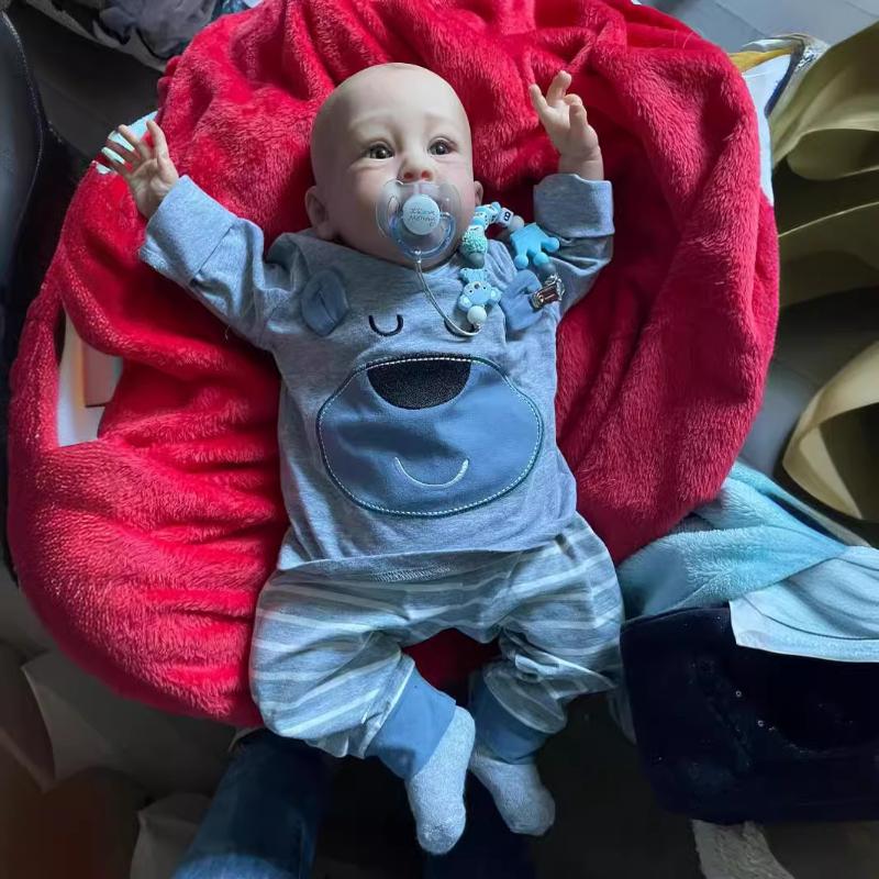 Păpușă renascută simulată de 24 inchi, 60 cm, Hulexy, moale, corp din pânză, nou-născuți, păpușă, cu piele 3D pictată manual, vene vizibile.