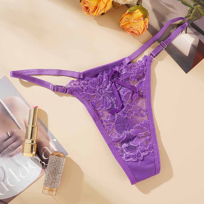 Sexy Lace Underwear For Women Low Rise Adjustable Thongs Transparent G-String Female Breathable Underpants Lingerie