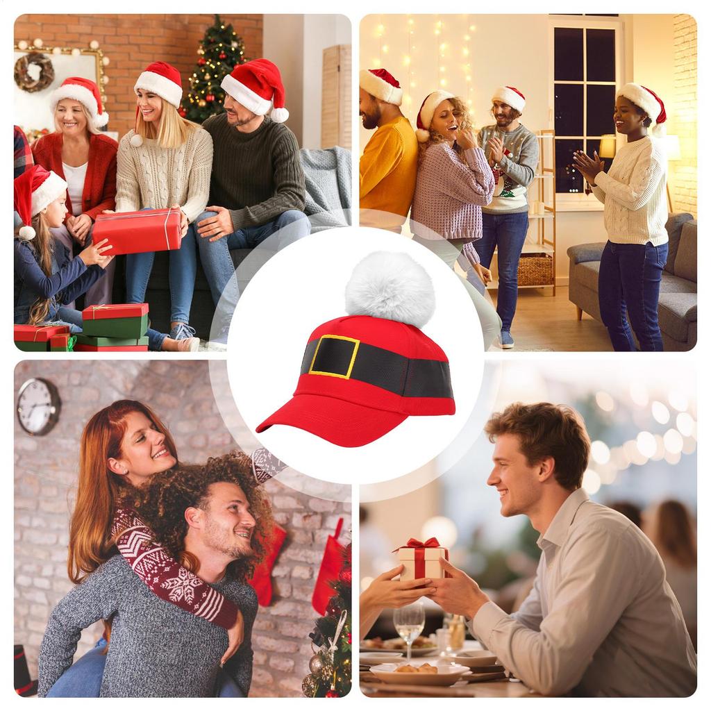 Santa Baseball Hat Adjustable Winter Holiday Headwear Holiday Baseball Caps For Men Women Adults Him Her Friends Family