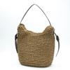 Paper Rope Straw Woven Bag Seaside Single Shoulder Hand-woven Bag Leather Shoulder Strap Large Capacity Casual Beach Tote Bag