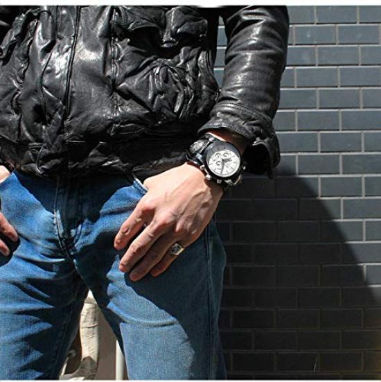 DaysArt Chronograph Genuine Leather Saddle Leather Bracelet DA Water Luminous Comes with Box Men's Watch, (Italian Leather), Watch, Concho, Resistant,