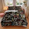 3Pcs Abstract Art Print Printed Bedding Set, Breathable And Soft, Machine Washable, Christmas Gift, Suitable for Bedroom Decoration, 15169
