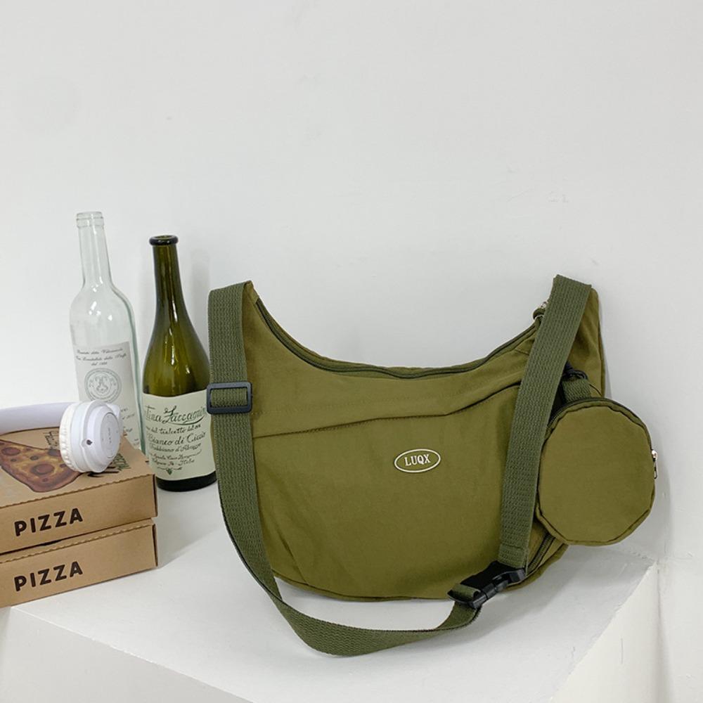 

Large Capacity Crossbody Bag Solid Color Single Shoulder Bag Fashion Mountaineering Bag Unisex зелений