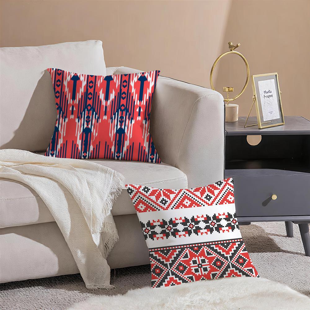 Casual Fashion Simple Russian-style pattern Cushion Cover Linen Pillow Case Soft Breathable Protective Couch Room Decoration