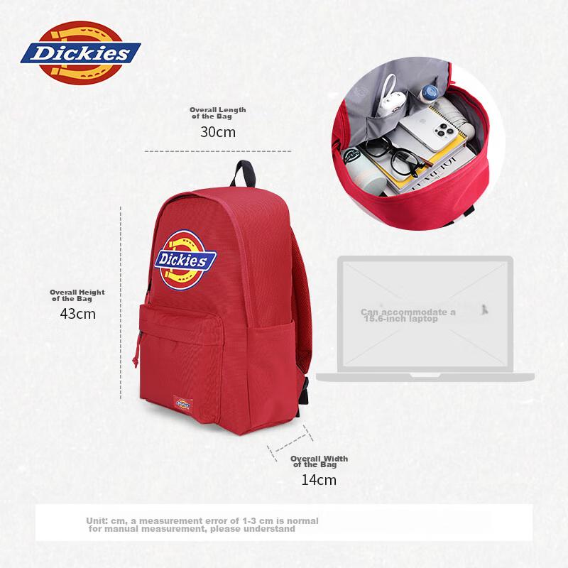 Dickies Backpack, Large Capacity, Travel Bag, Multiple Compartments, Laptop Bag, Khaki