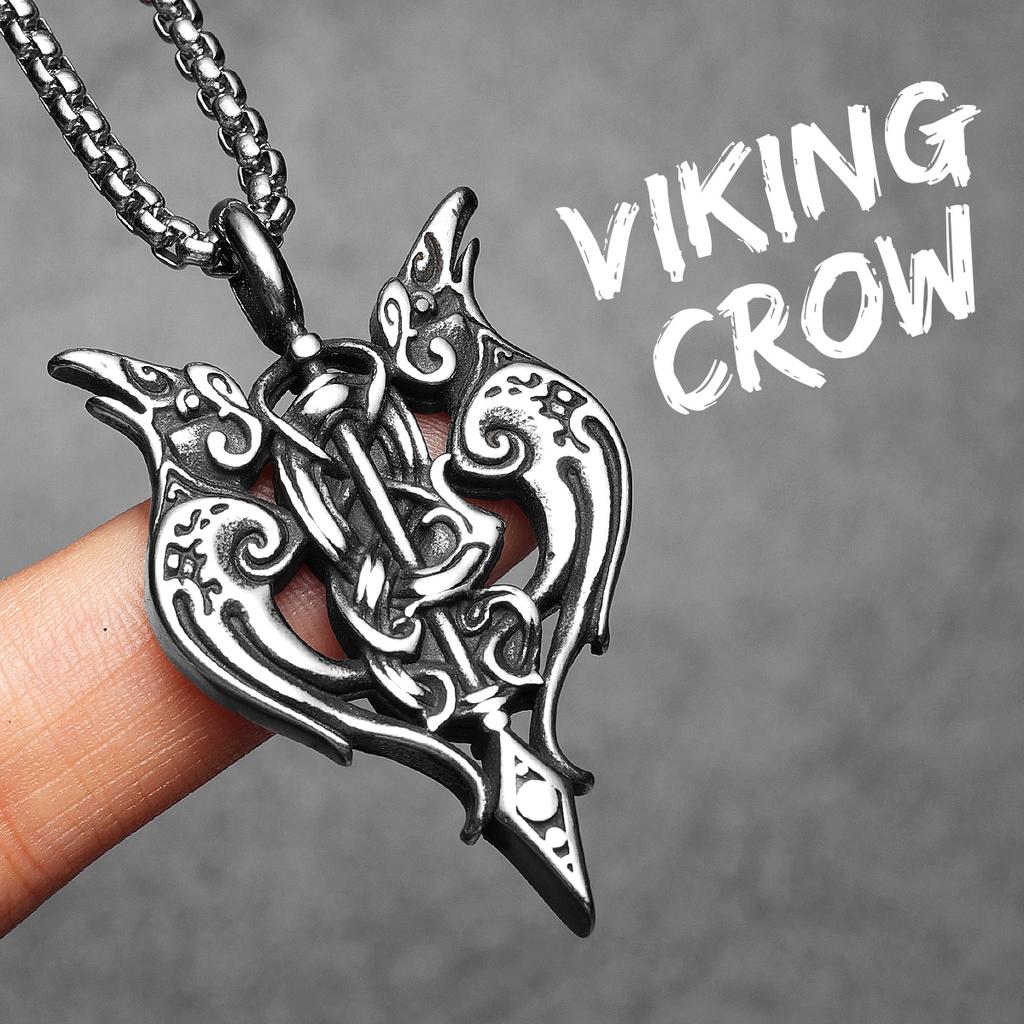 Viking Raven Men Necklaces Stainless Steel Sword Pendant Chain Women Punk Fashion Jewelry New in Accessories Gifts