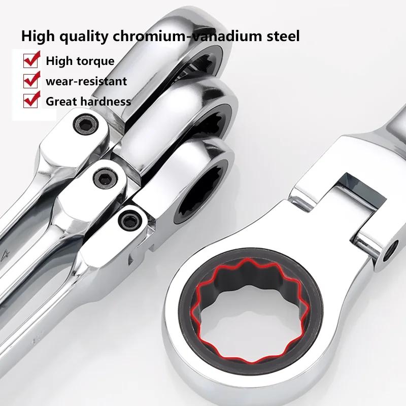 

Combination Ratchet Wrench , with Flexible Head, Dual-purpose Ratchet Tool, Ratchet Combination Set 180 degrees Flexible Open 8mm