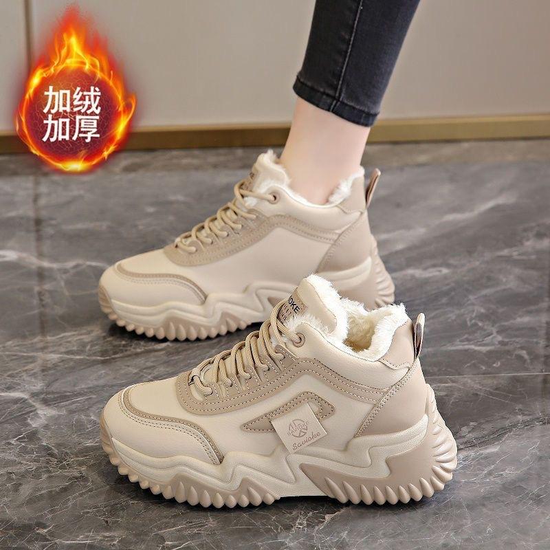 Winter-Samt-High-Top-Schuhe, verdickte warme Baumwollschuhe, dicke Sohle, höhenverstellend, Sport und Freizeit, Dad-Schuhe