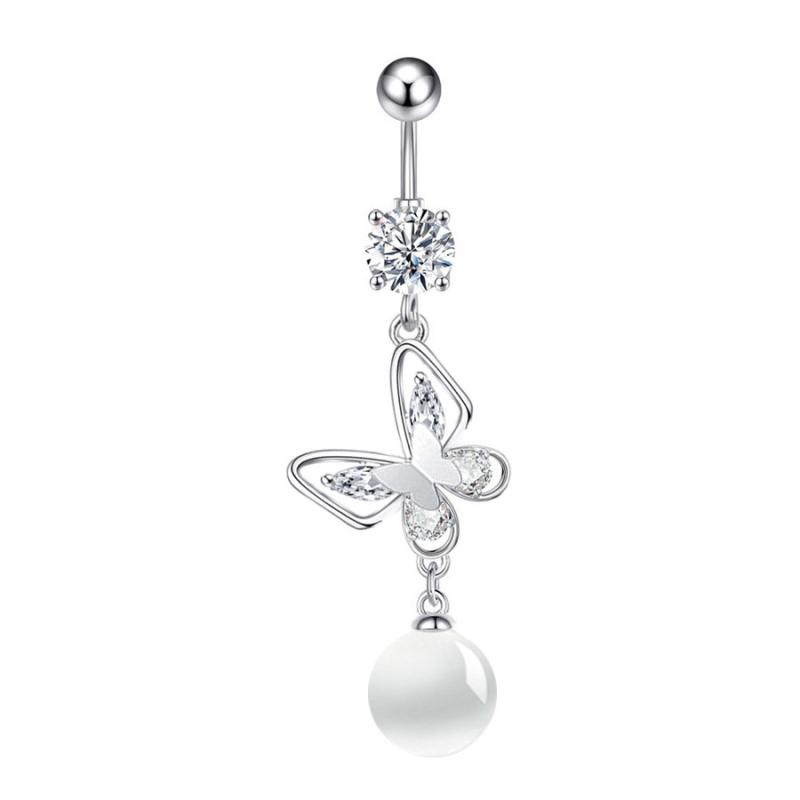 

Кольца для пирсинга пупка с цирконом в форме сердца из нержавеющей стали, кольцо для пирсинга пупка в виде бабочки для женщин, украшение для тела