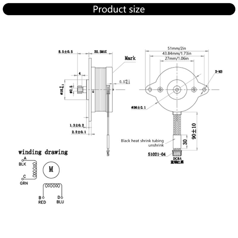 Metal Stepper Motor 1.8 Degree Step Angle Extruder Motor 36mm Diameter for Detailed  Machining and 3D Printing