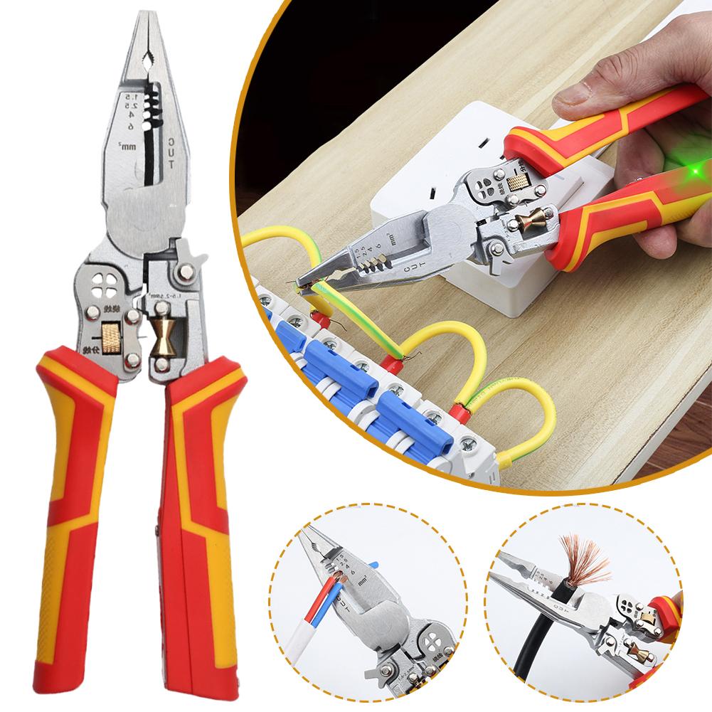 9-in-1 stripping pliers with voltage tester Versatile Wire Stripping Pliers With Electricity Measurement Cutting Crimping Pliers
