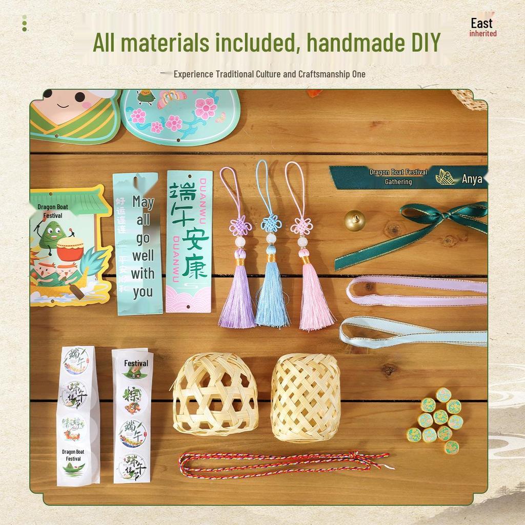 DIY Door Hanging Kit: Dragon Boat Festival Mugwort Bamboo Weaving with Bells and Wind Chime Decoration.