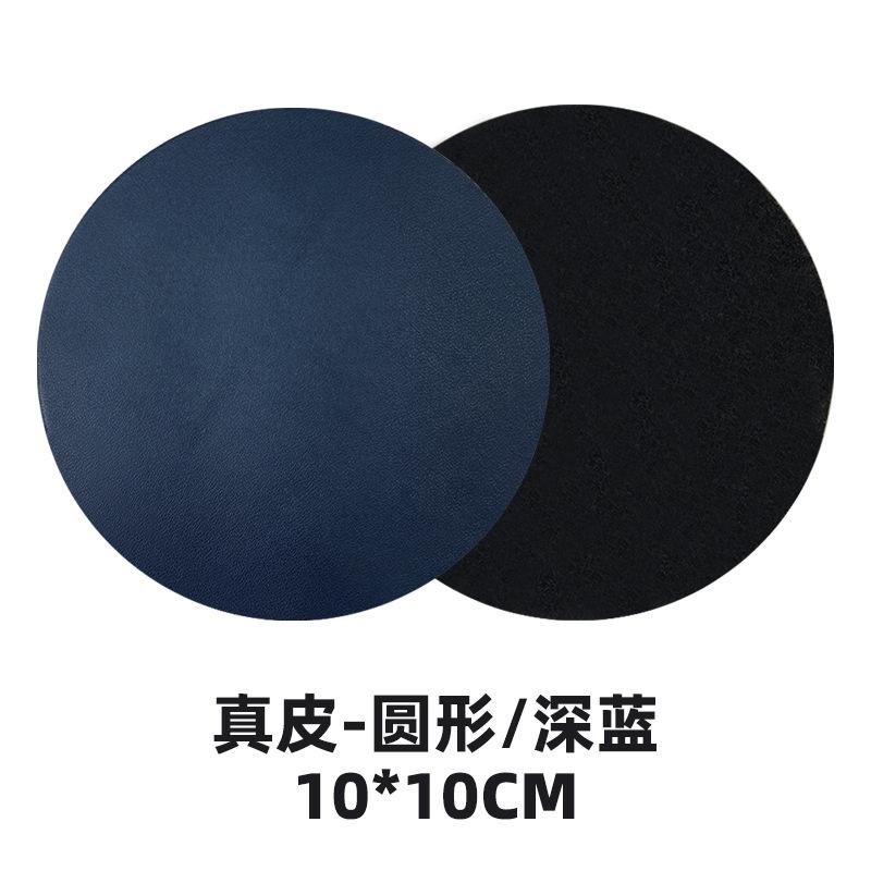 Round spot leather teacup mat can be ordered lOGO hand sewing with oil edge pu leather coaster thermal insulation mat wholesale