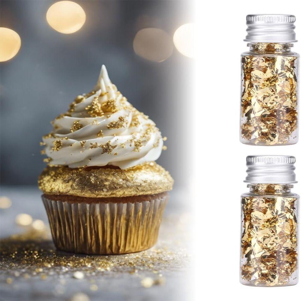 New Imitation Gold Leaf Cake Decoration Metallic Golden Goldlen Toppers Foil Flakes Cakes Drinks Dessert