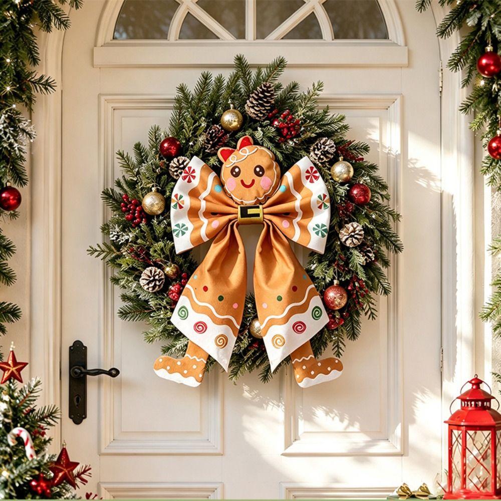 Santa Claus Butterfly Knot Pendant Vintage Holiday Hanging Decor Christmas Fabric Ornaments  Party