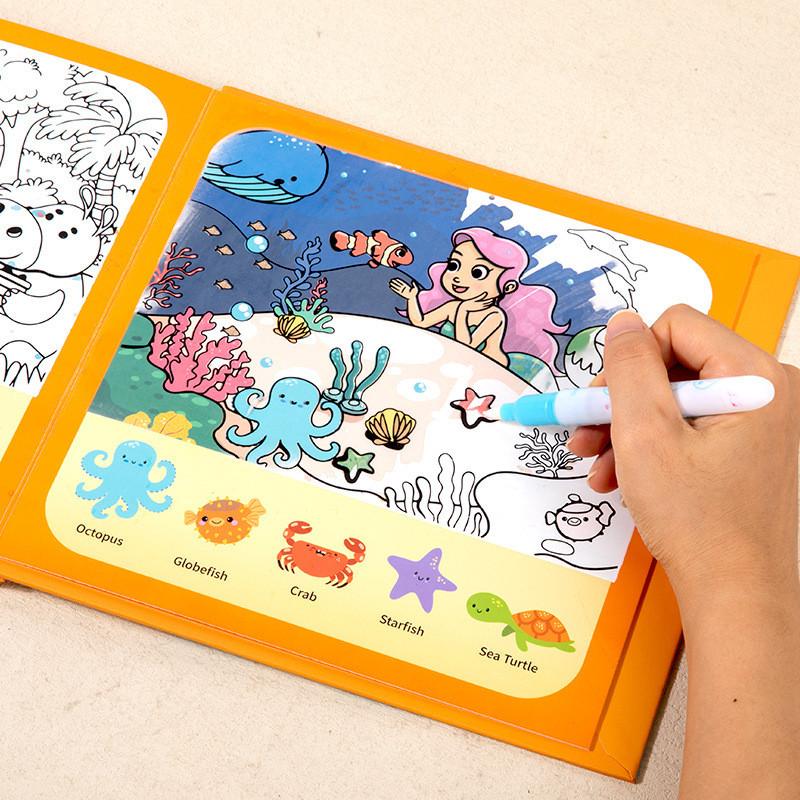 Animals Kids Water Drawing Book Toy With Water Pen For Quiet Creative Play