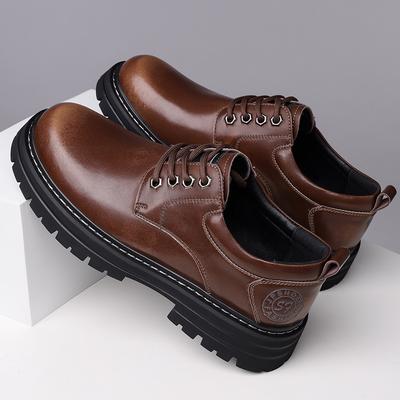 Fashion Luxury Casual Men's Leather Shoes High Quality and Minimalist Style Outdoor Fashion Street Walking Thick Soled Derby Shoes