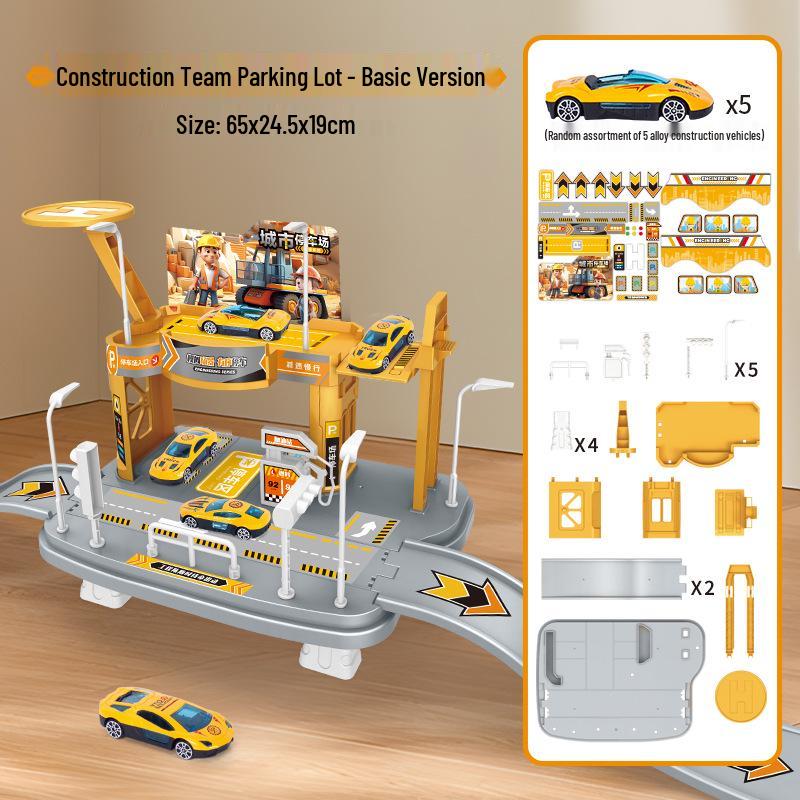 Multifunctional Police Building Blocks Set with Vehicle Launcher and Urban Rail Parking Garage