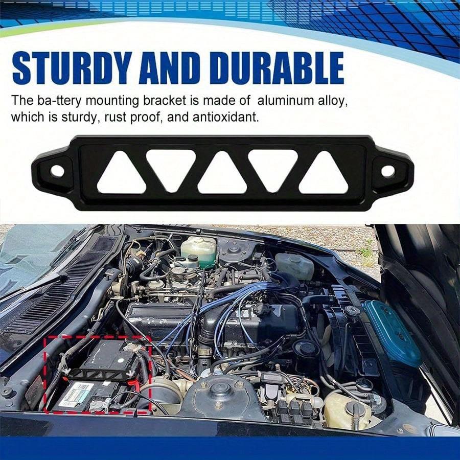 Držák baterie, Sada držáku autobaterie s 10palcovými J-šrouby, Hliníková slitina Upevňovací držák baterie, Podložka baterie