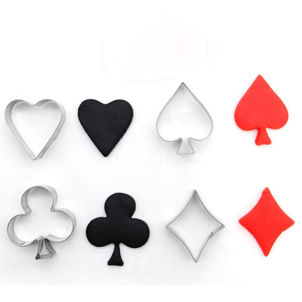 4pcs/Sets Cake Poker Mold Heart Stainless Steel Biscuit Mould Cookie Cutter Playing Cards Shape