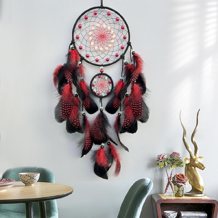 Handmade Glowing In Dark Dreamcatchers Wall Decorations Feathered Tassels Wall Hanging Wind Chimes Decors for Bedroom