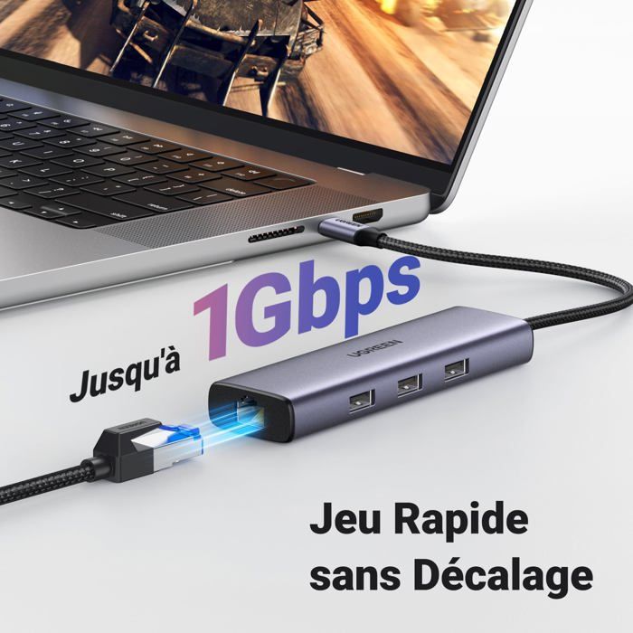 Hub USB C - Ugreen - 15598 - 6 en 1 - HDMI 4K - Ethernet Gigabit - Charge 100W