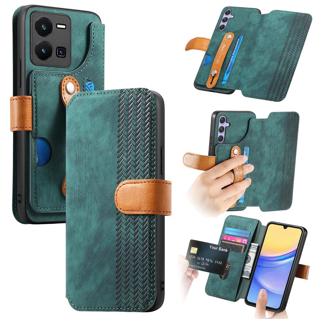 Ultimate Shockproof Wallet Case for Vivo series.Y02/Y02s/Y11/Y17/Y15/Y12/Y3/Y15S/Y10/Y16/Y20/Y21/Y35...| Card Holder + Stand + RFID Protection