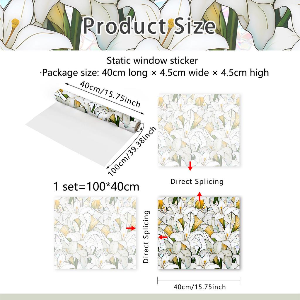 Xc3033 Colorful Lily Glass Window Sticker Sunshine Colorful Window Sticker Home Decoration Wall Sticker Static Sticker Removable