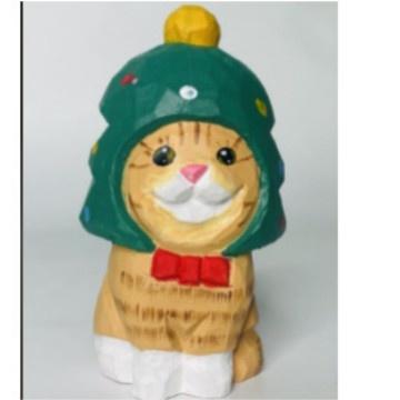 Wooden Carved Kitten Figurine Handcrafted Cat Sculpture Cute Table Decor Home Display Birthday Gift For Cat Lovers Kids Women