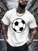 Unisex Summer Crew Neck T Shirt Soccer Ball Graphic Short Sleeve Tee Loose Casual Sport Streetwear White Basic Top Male Daily Wear