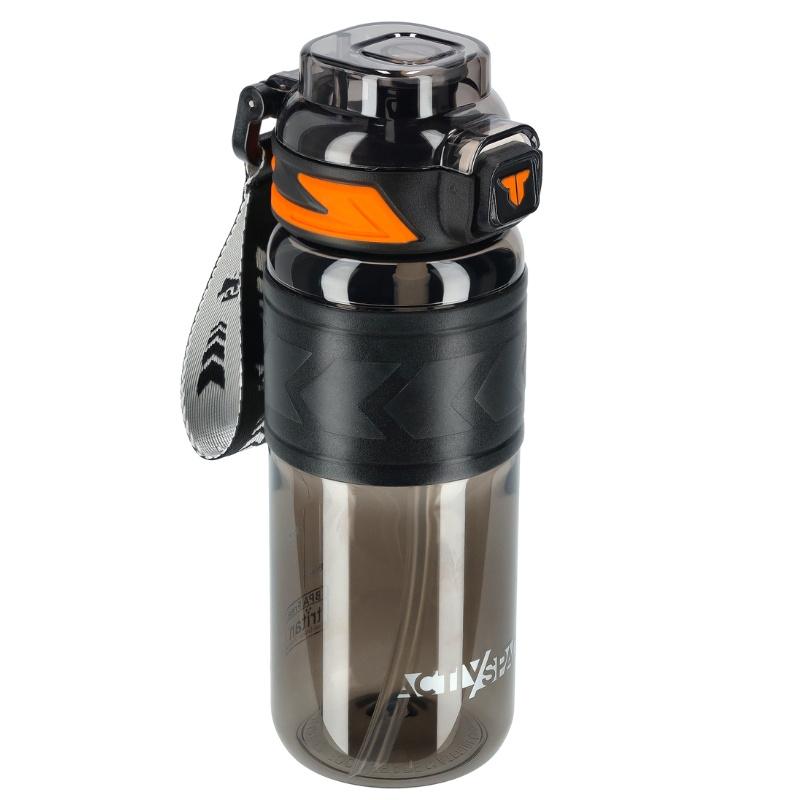 Tritan water bottle 600ml with measuring cup - black