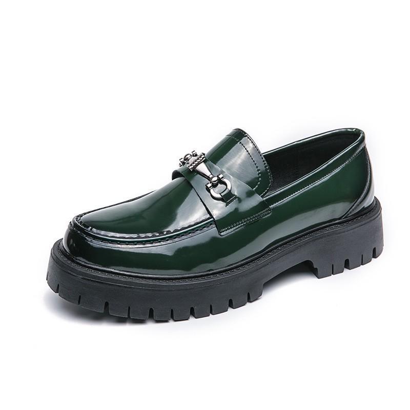 Men's British Style Formal Leather Slip-on Loafers - Thick Sole, Height Increasing, Big Toe Casual Shoes