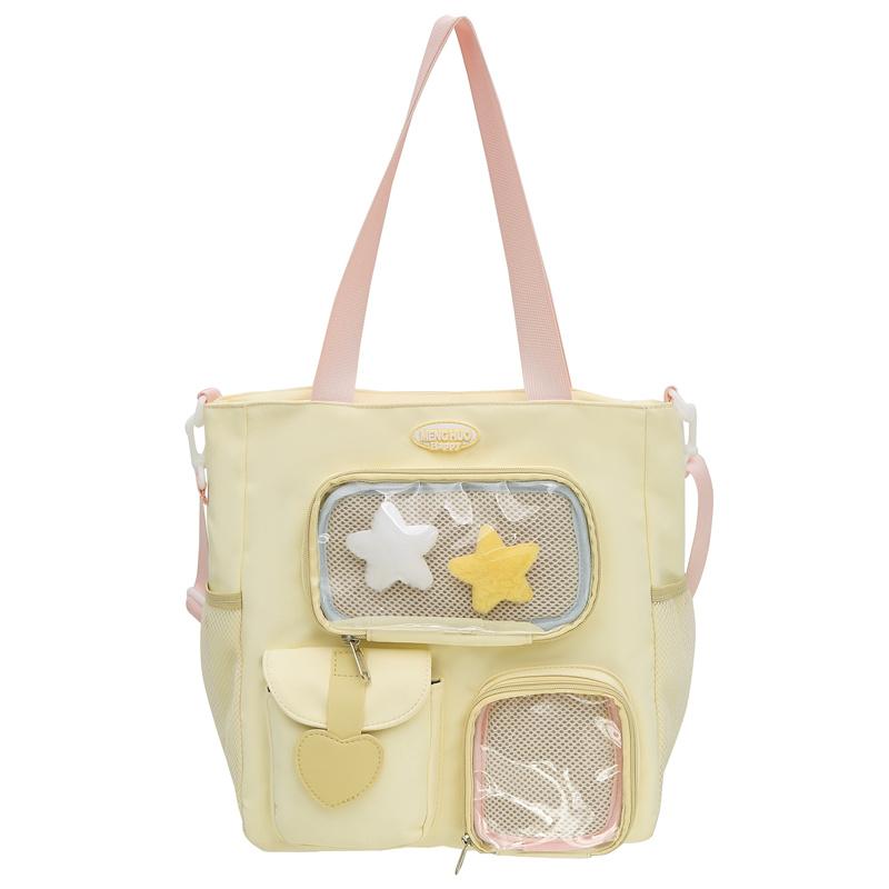 Student Commuter Shoulder Bag Girls Color Block Handbag Crossbody Bag