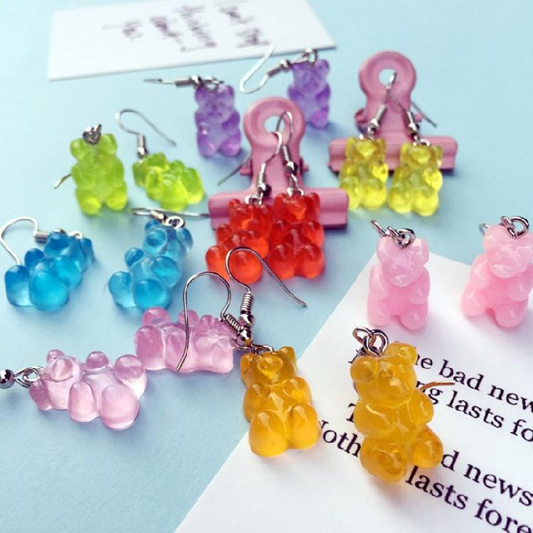 Gummy Bear Earrings1 Pair for Creative Cartoon Design Girls Birthday Festival