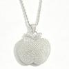 Hip Hop Copper Inlaid Zircon Full Diamond Apple Pendant, Trendy Versatile Necklace, Unisex Personalized Accessory