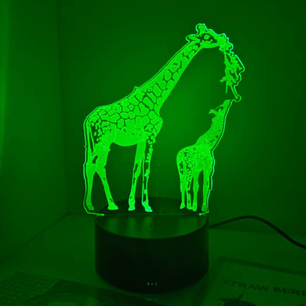 USB 3D Night Light Giraffe LED Light Home Decoration 7-Color Change Night Light Bedroom Desktop Bedhead Decoration and Gifts