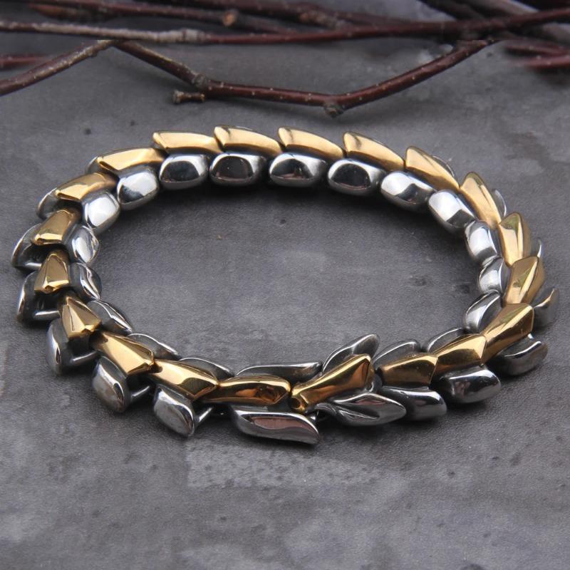 Nordic Viking Ouroboros Bracelet Men s Fashion Retro Motorcycle Rider Viking Bracelet Talisman Jewelry Gift 22cm