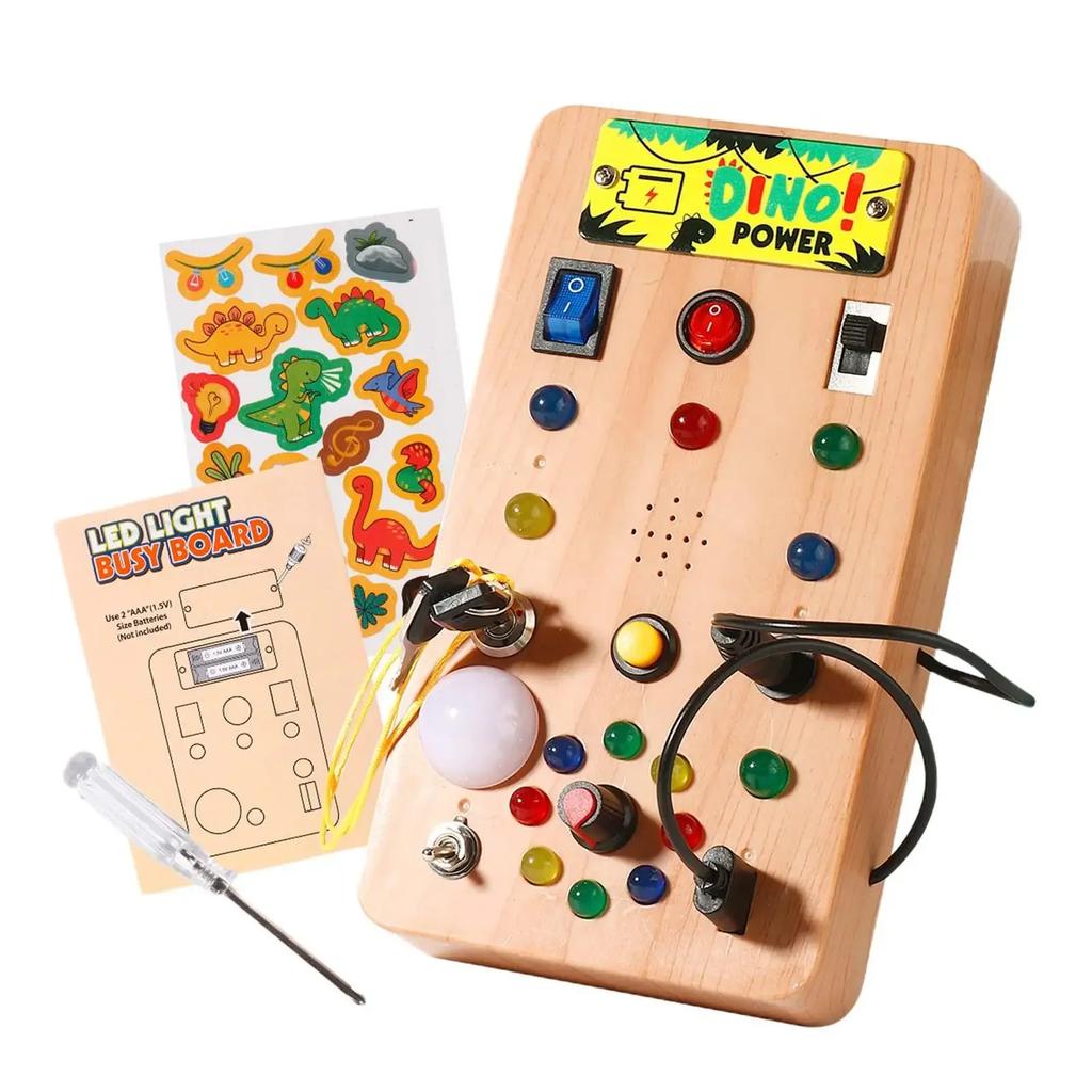 Ungiftiges Montessori LED-Licht Busy Board für Kinder, Simulationsschalter, Stromplatine, Lichtknopf, Intelligenz, Früherziehung, Lernspielzeug