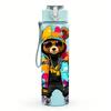 1PC Streetwear Bear Splash Color Figure 750ml Color Plastic Water Bottle Leakproof Flip Straw Lid For Sports Office Home Use