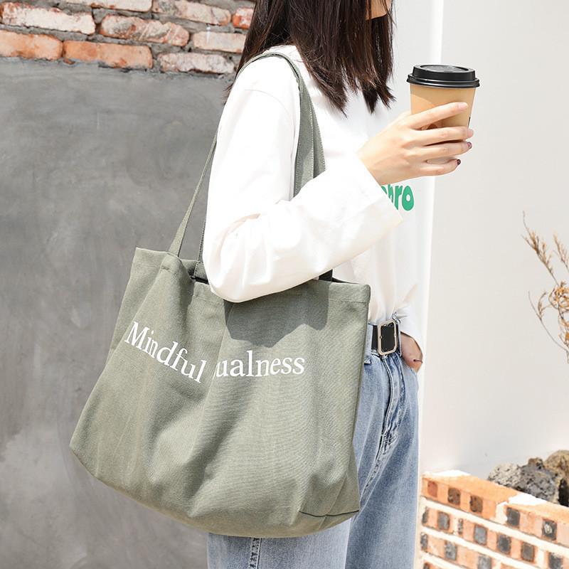 

IELGY Корейская версия повседневного искусства холст мода ретро принтованная сумка, буква плечо женская сумка зелёный