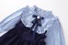 Kuhvvse Formal Cute Dress with Long Striped Perfect for Entrance Sizes 120 Girls' Dress, Children's Skirt, Sleeves, Ribbon, School-Style Design,