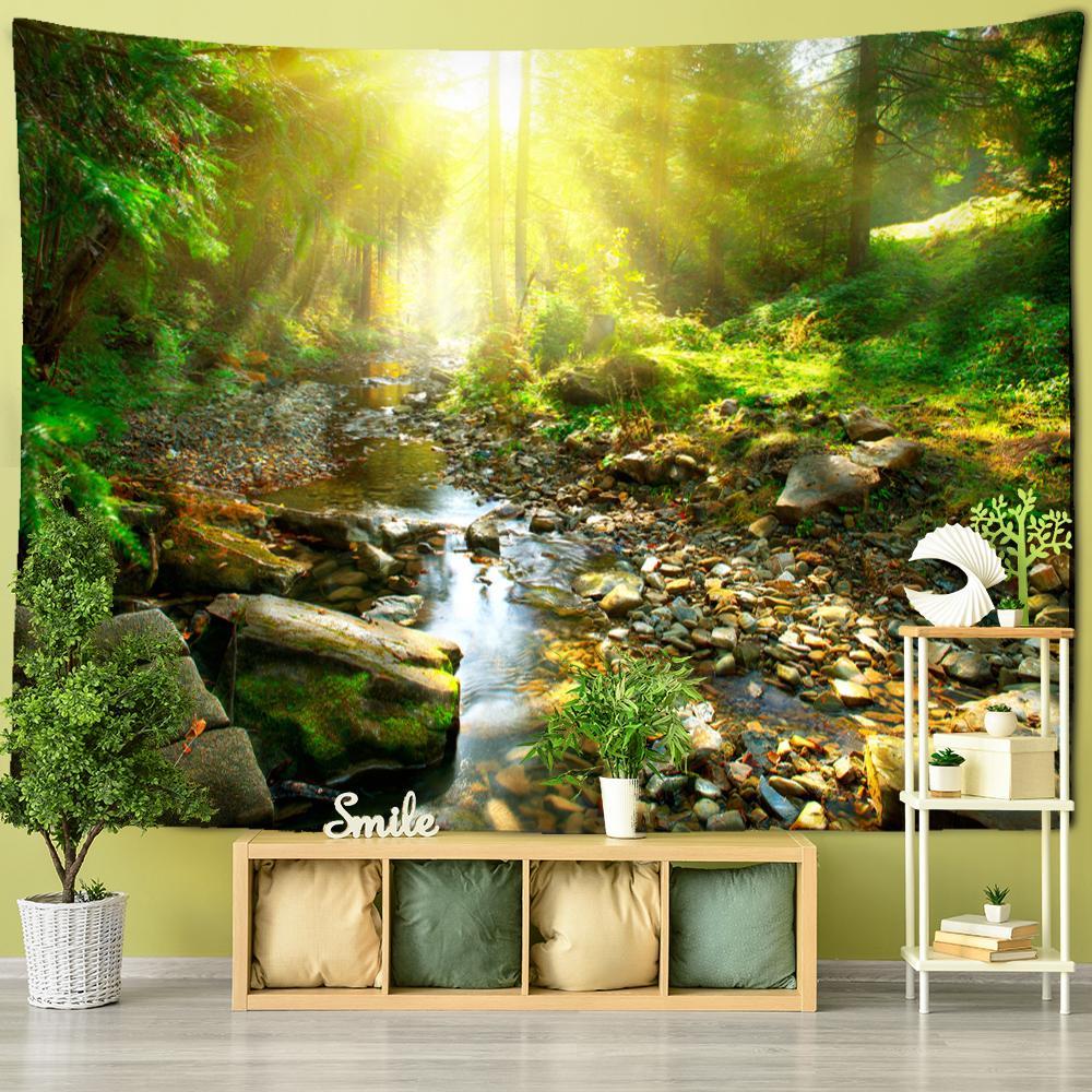 Schnee Berg Wald Ölgemälde Wandteppich Hängen Hippie Bohemian Psychedelic Tapiz Zimmer Wohnzimmer Dekor