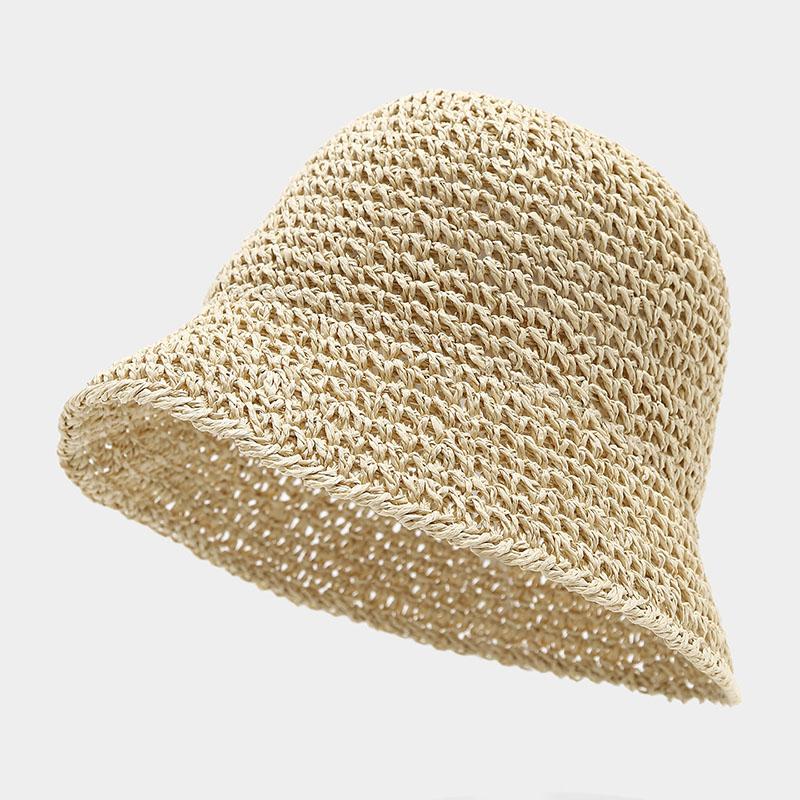 New Korean Version Women Straw Hat Summer Breathable Sun Shade Straw Hat Seaside Vacation Foldable Sun Protection Fisherman Caps